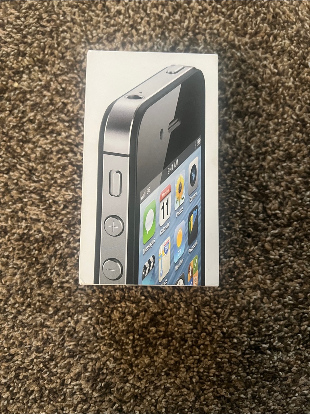 Apple iPhone Box Featuring Silver and Black Phone Artwork
